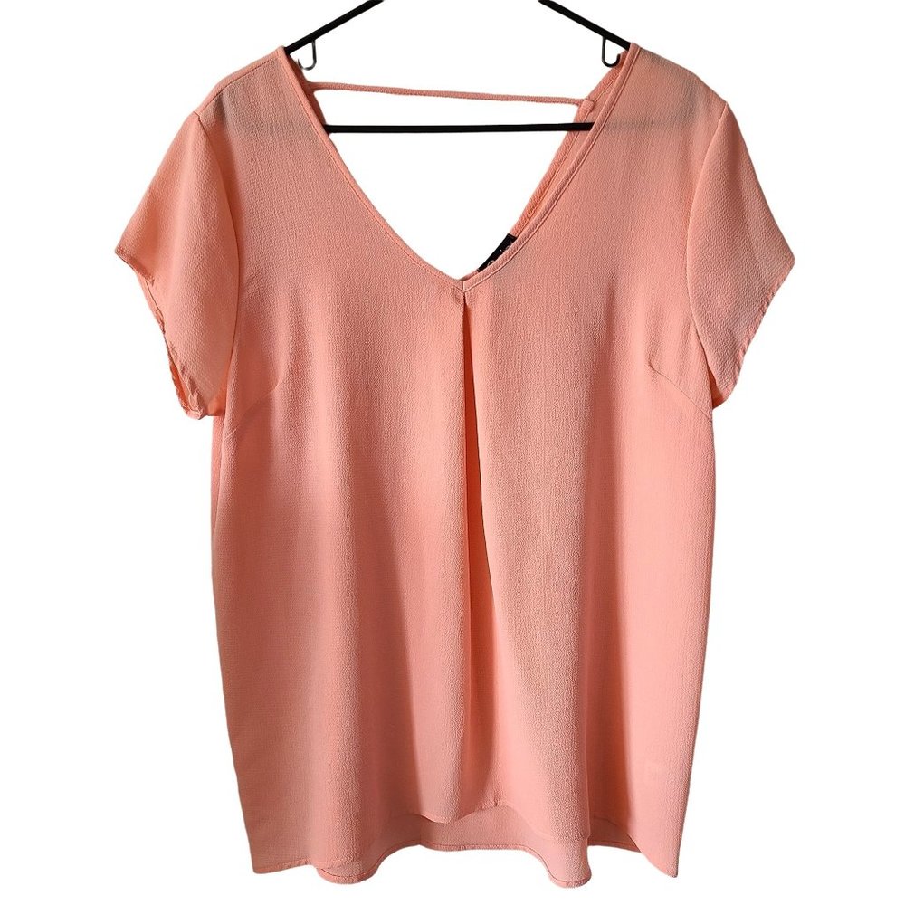 Spin USA V-Neck Peach Short Sleeve Blouse Women's Size 1X